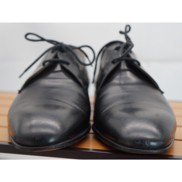 Bruno Magli Men’s Shoes Size 9 Black Plain Toe Oxfords Made In Italy Bolonga